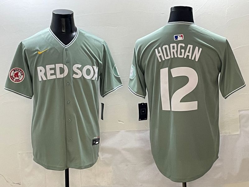 Men Boston Red Sox 12 Horgan Green Joint Name Nike 2025 MLB Jersey style 6
